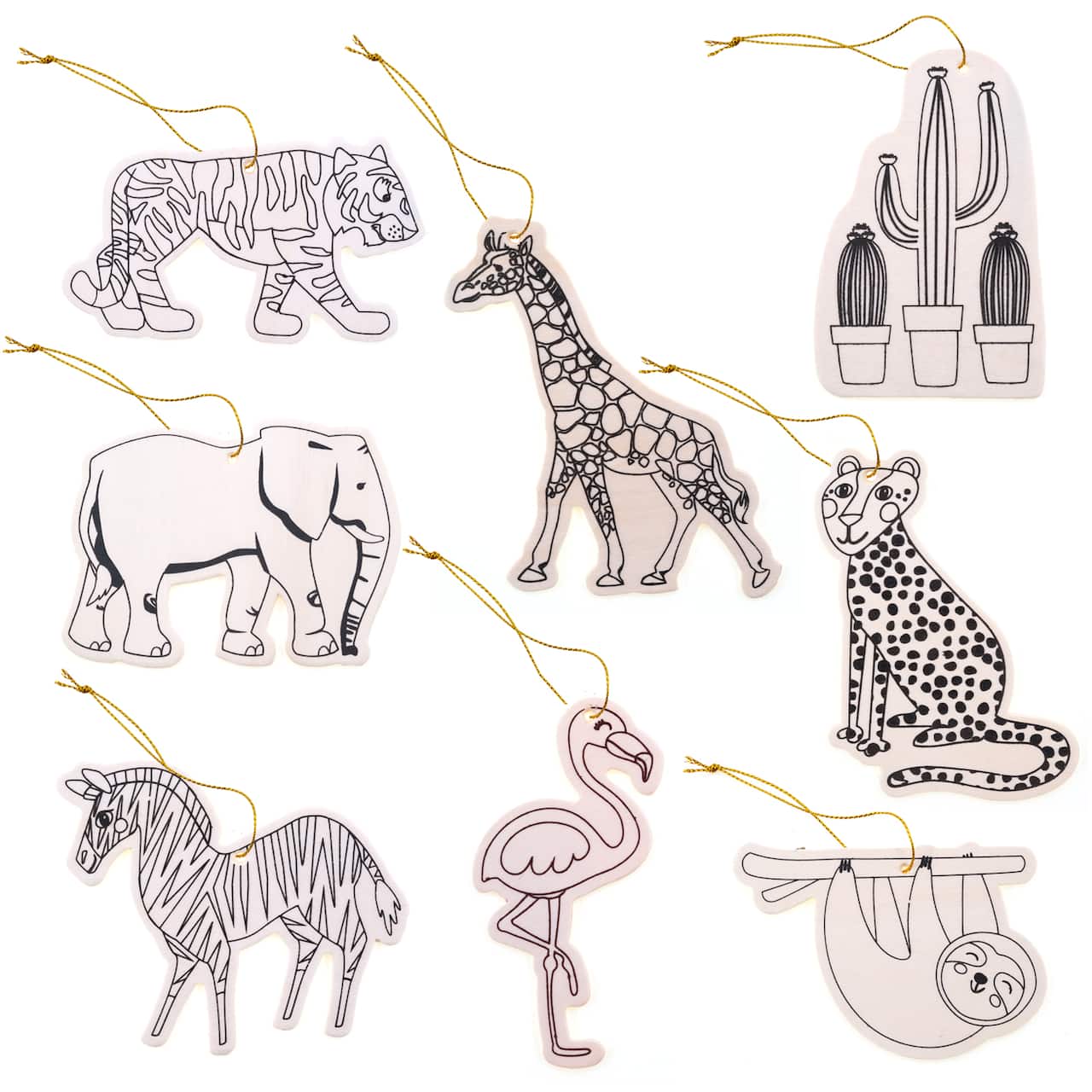 Animals Color-In Wood Ornaments by Creatology&#x2122;